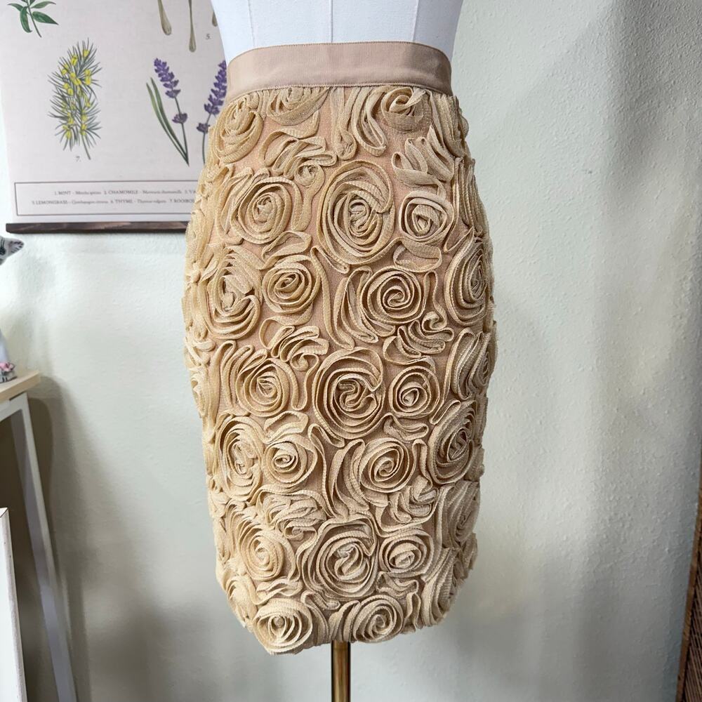 Y2k 2010s Gold 3D Floral Mesh Skirt Gyaru Gal Bimbo Trashy Sexy Fairy Grunge S 4